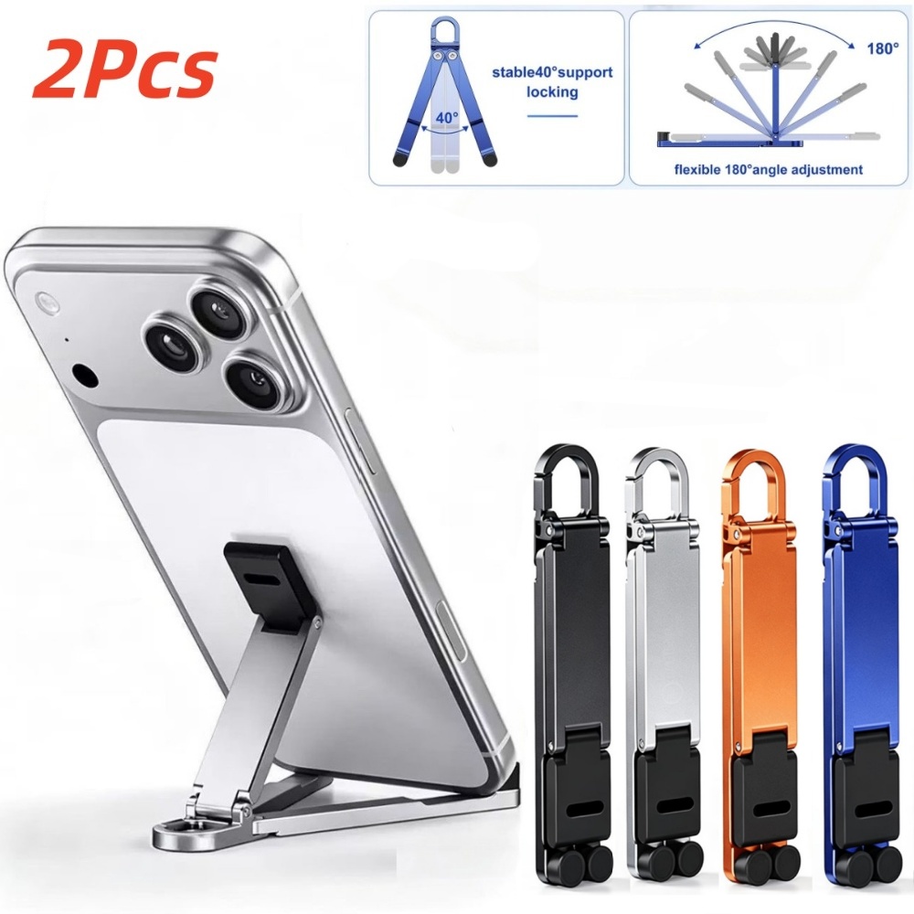 Phone Accessories Keychain - 2pcs Foldable Phone Stand Spring Buckle