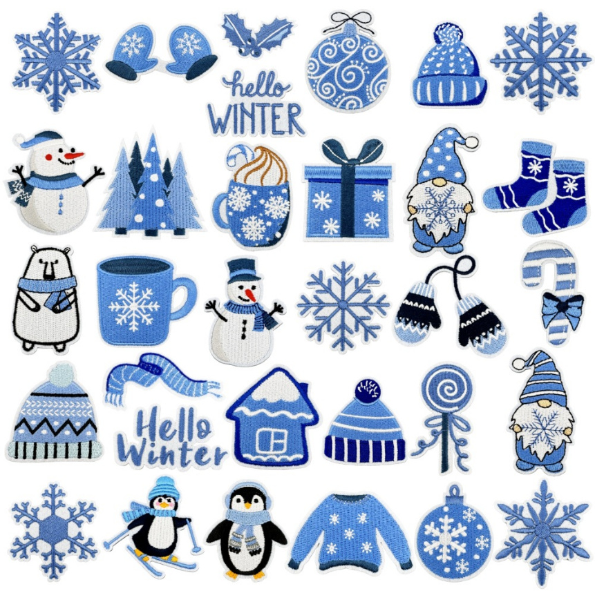 Phone Accessories Pictures - 10 Pcs Hello Winter Series Embroidered