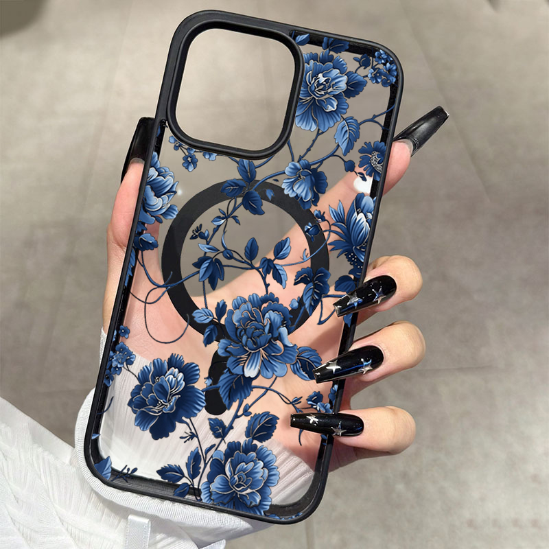 Luxury Vintage Blue Floral Mag - đánh giá và giá Magnetic Phone Case