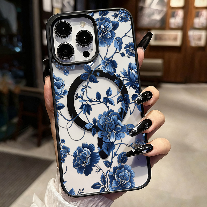 Luxury Vintage Blue Floral Mag - đánh giá và giá Magnetic Phone Case