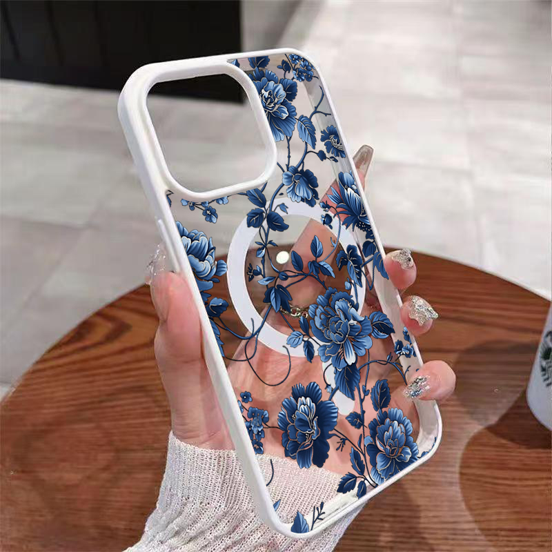 Luxury Vintage Blue Floral Mag - đánh giá và giá Magnetic Phone Case