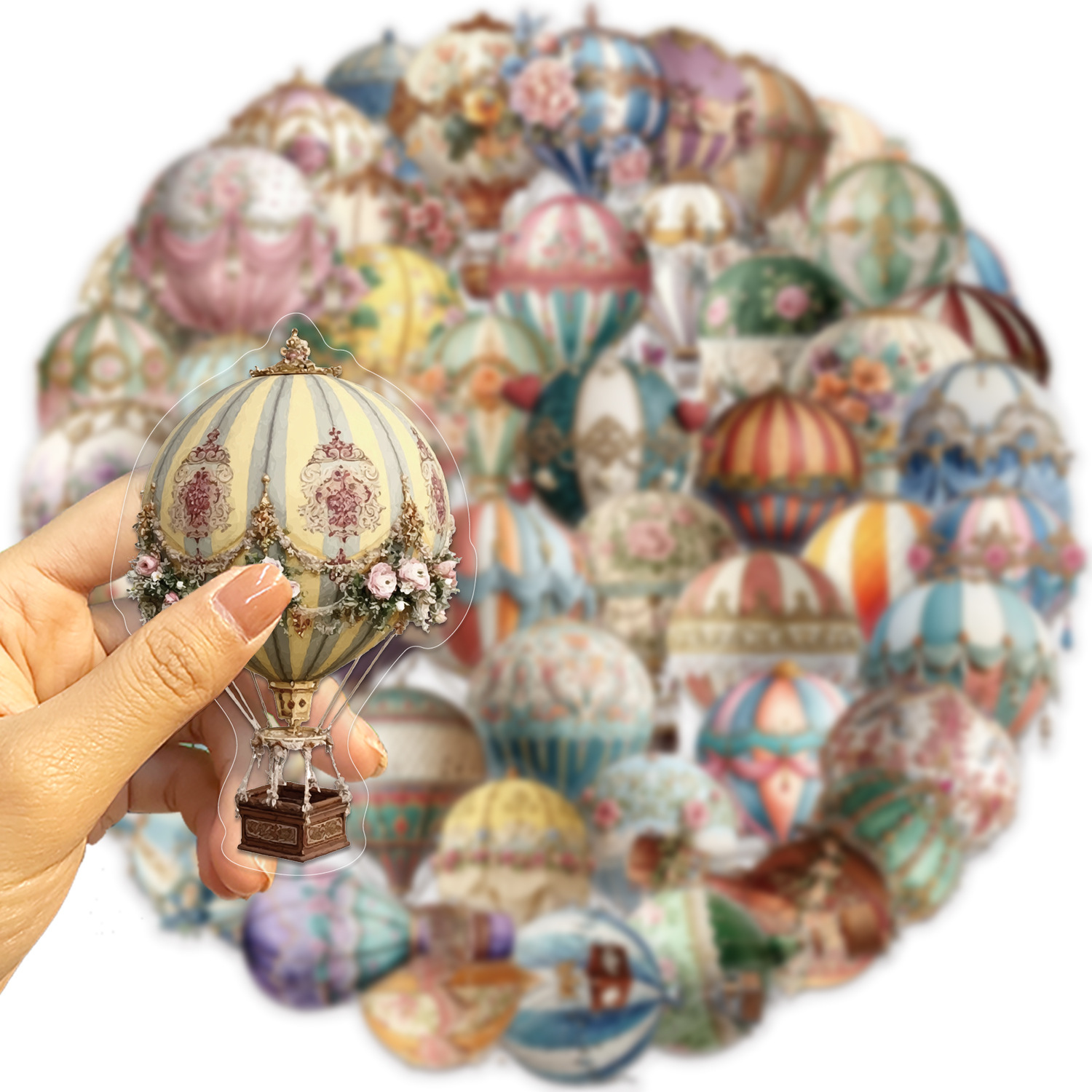 50PCS Vintage Hot Air Balloon  - đánh giá và giá Phone Accessories For Kids